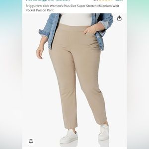 Briggs New York Women's Plus Size Stretch Pocket Pull on Pant Khaki 16P